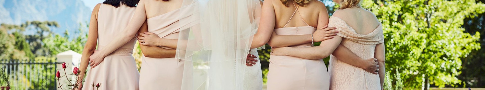Bride and her bridesmaids at a wedding 
