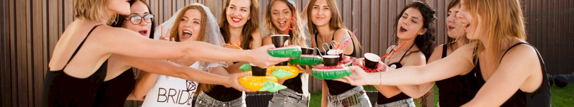 Group of girls on a hen weekend having drinks