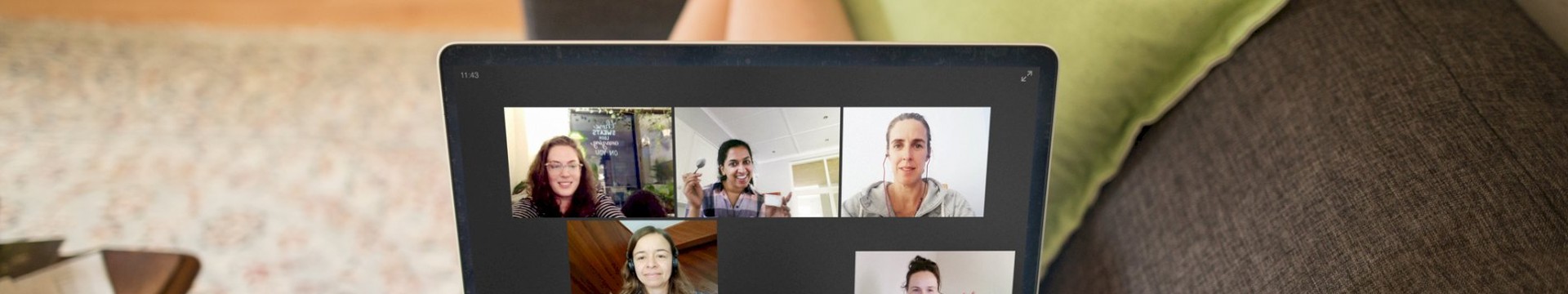 someone having a conference call on skype