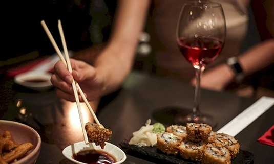 Wine and Sushi plate.