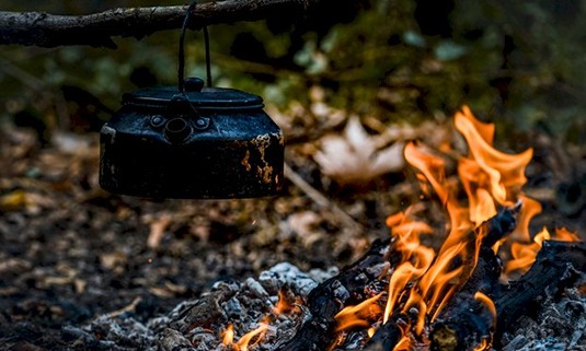 An image of a fire in the woods.