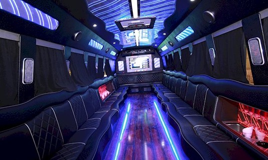 Inside of a party bus