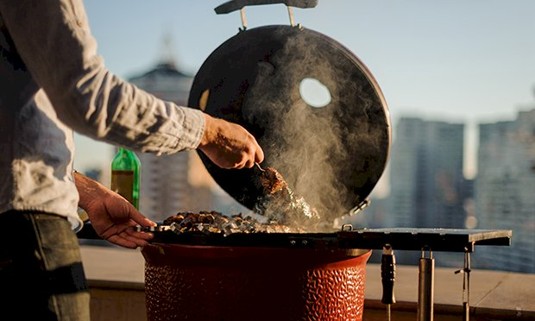 A BBQ on a rooftop.