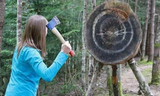Axe throwing hen do activity in Leeds