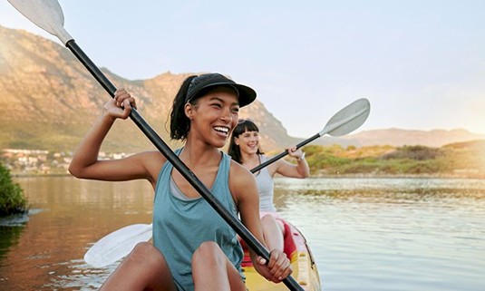 Two ladies enjoying kayaking
