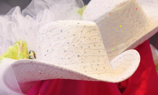 Decorated cowboy hats from a hen do activity