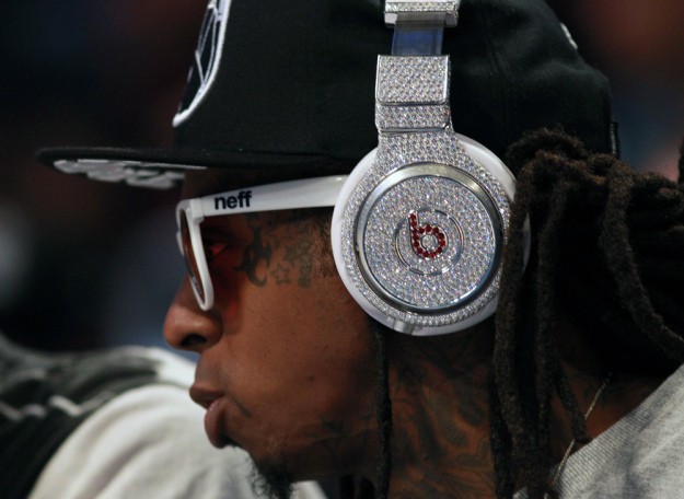 lil waybe wearing beats
