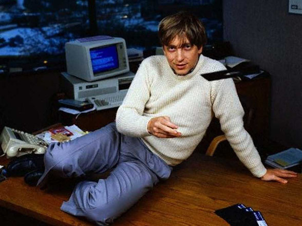 bill gates holding floppy disk
