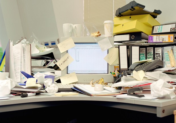 unorganized work desk