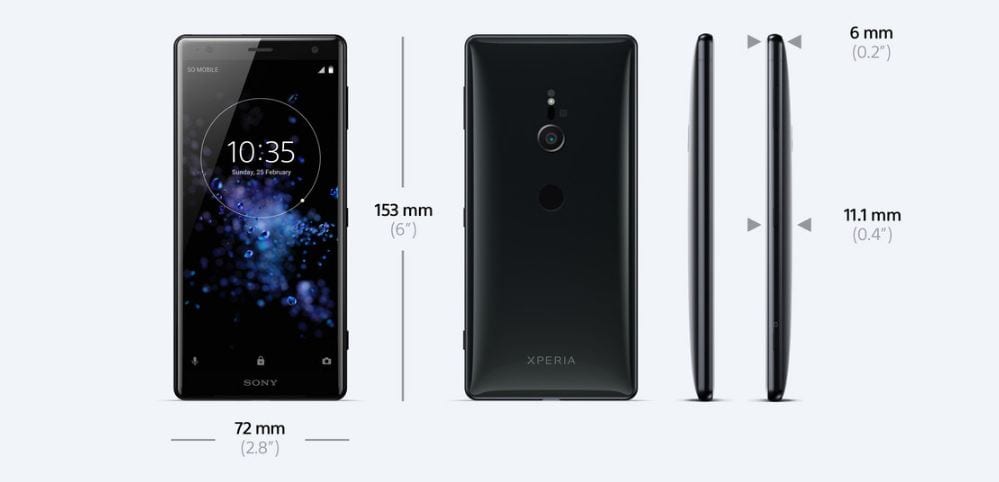لهاتف سوني اكسبيريا XZ2 dimentions