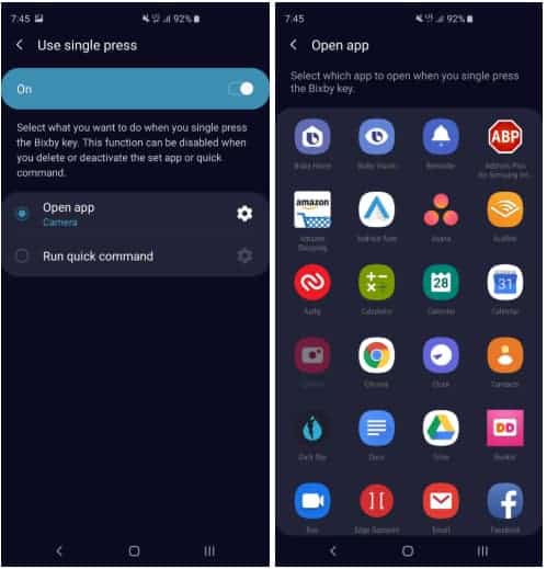 تخصيص زر Bixby على جالاكسي إس 10 2