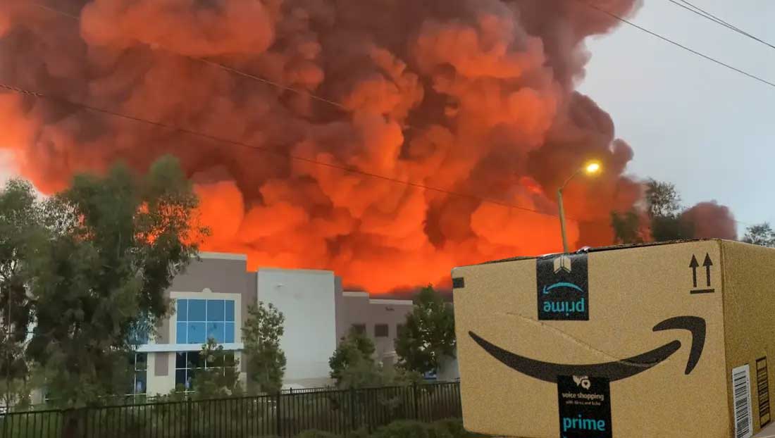 ما حقيقة توقف شركة أمازون عن العمل بعد احتراق أحد مستودعاتها العملاقة