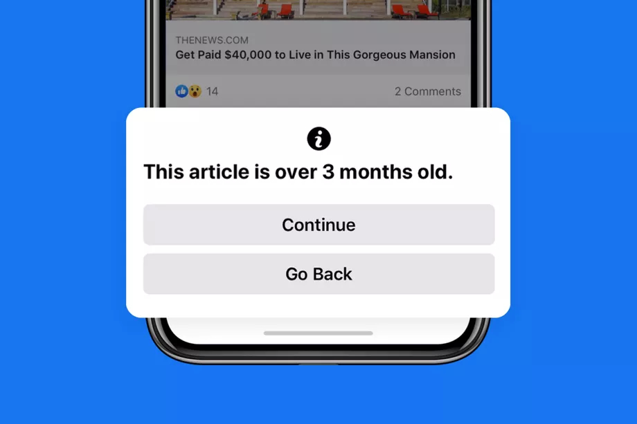 فيسبوك ستحذرك قبل مشاركة الأخبار القديمة مع الآخرين