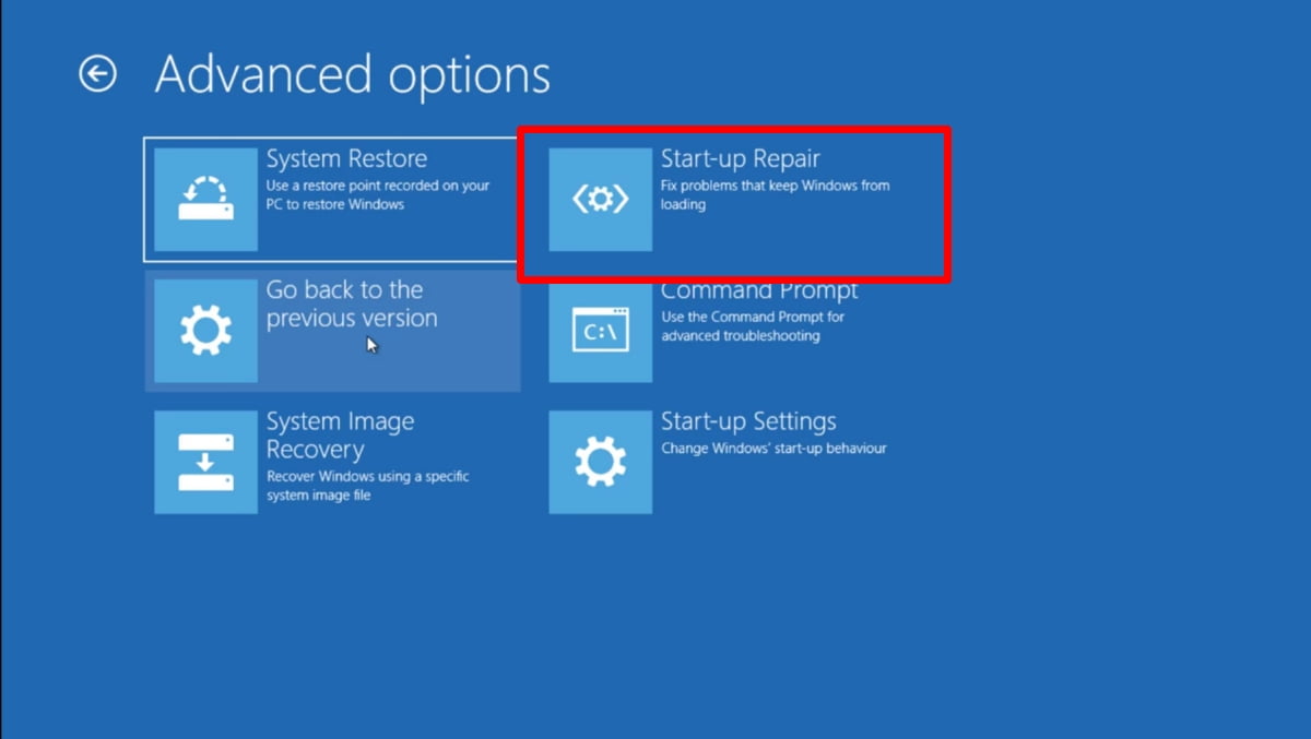 طريقة بدء Startup Repair في ويندوز 10 3