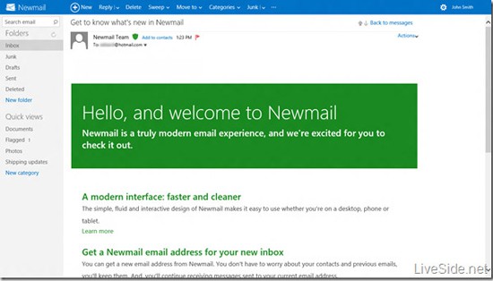 newmail changes into hotmail
