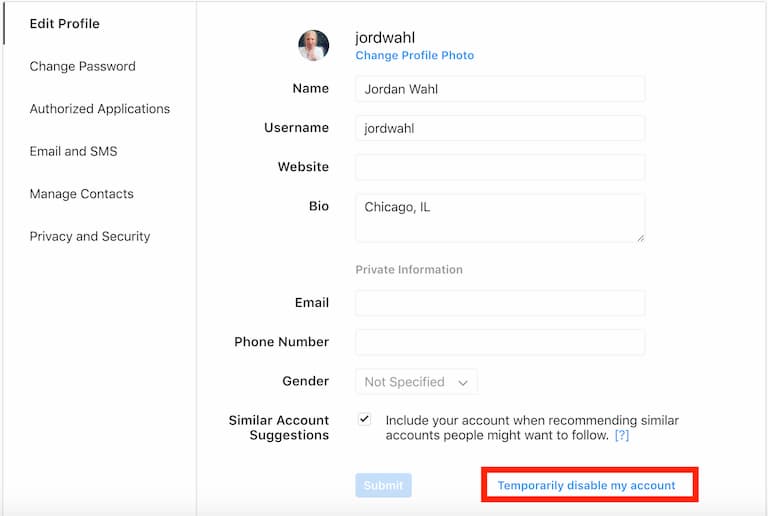 طريقة حذف أو إيقاف حساب انستجرام في 3 خطوات1