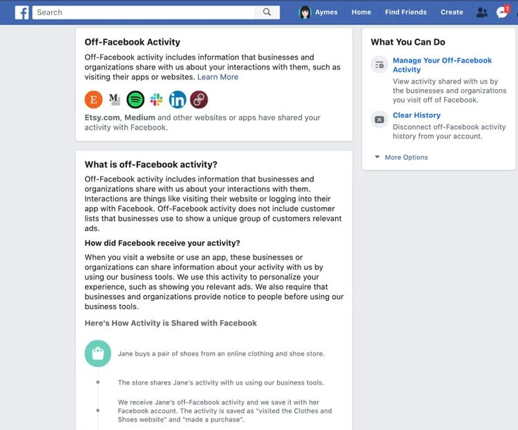 كيفية تغيير مشاركة النشاط خارج فيسبوك 1