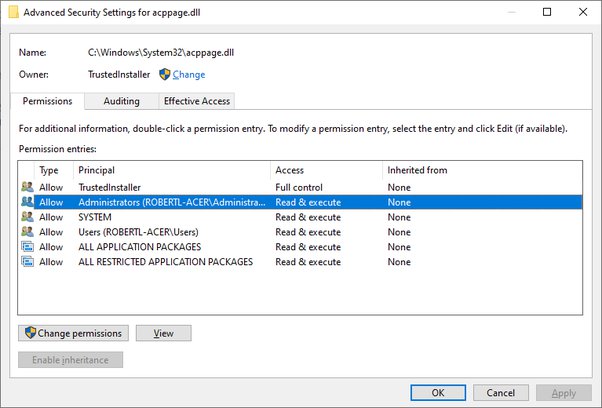 صلاحيات الملفات في ويندوز