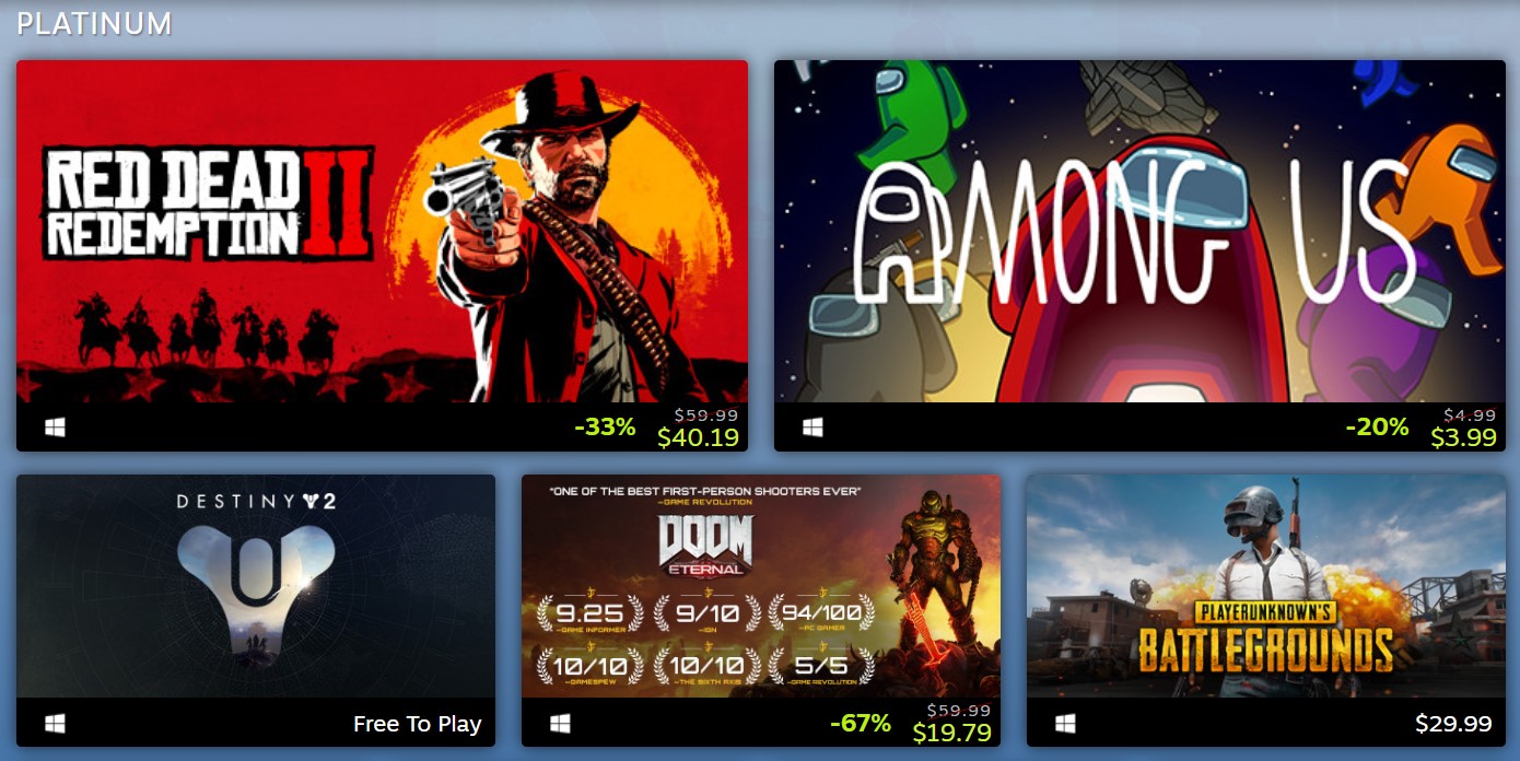 أكثر الألعاب تحقيقاً للعائدات وأكثرها شعبية على منصة Steam في عام 2020