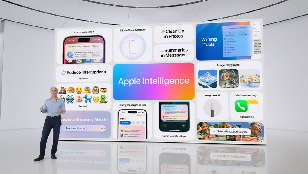 ذكاء Apple هو مجموعة ميزات الذكاء الاصطناعي الجديدة التي قدمتها الشركة وتنوي تضمينها في مختلف أنظمتها