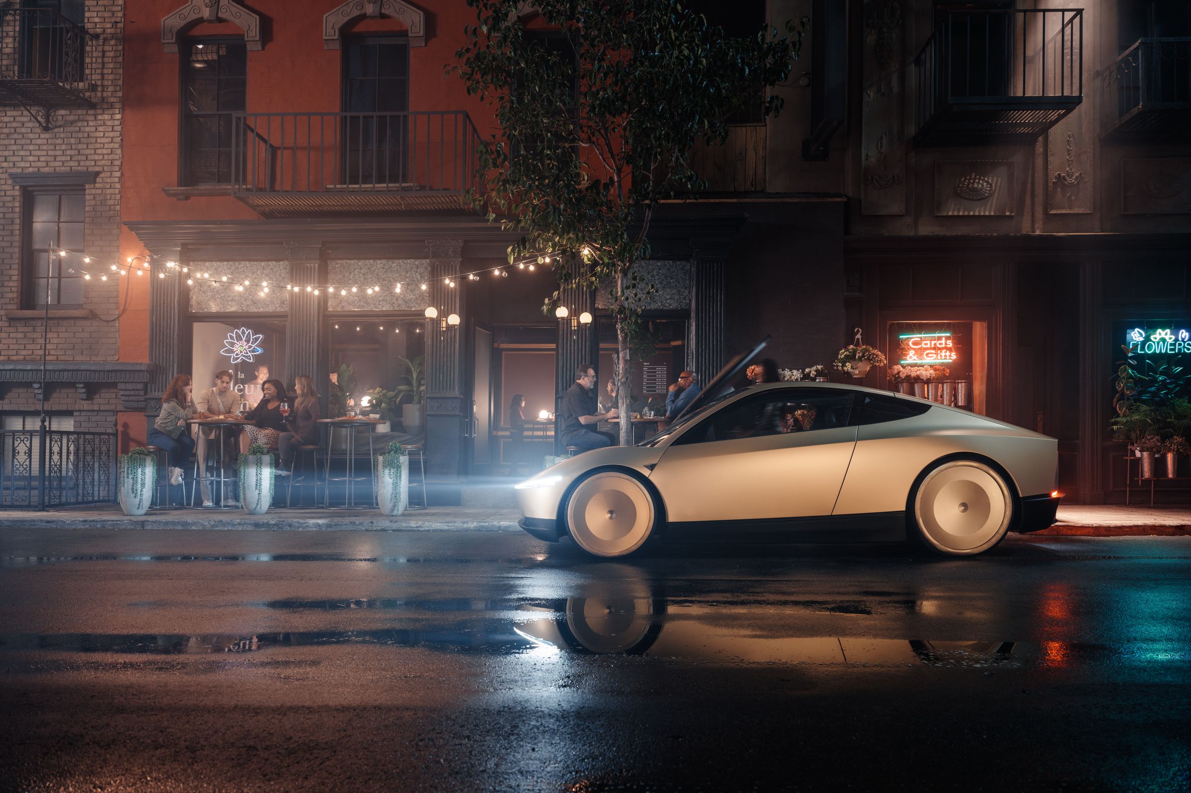 سيارة Tesla Cybercab تاكسي تسلا ذاتي القيادة