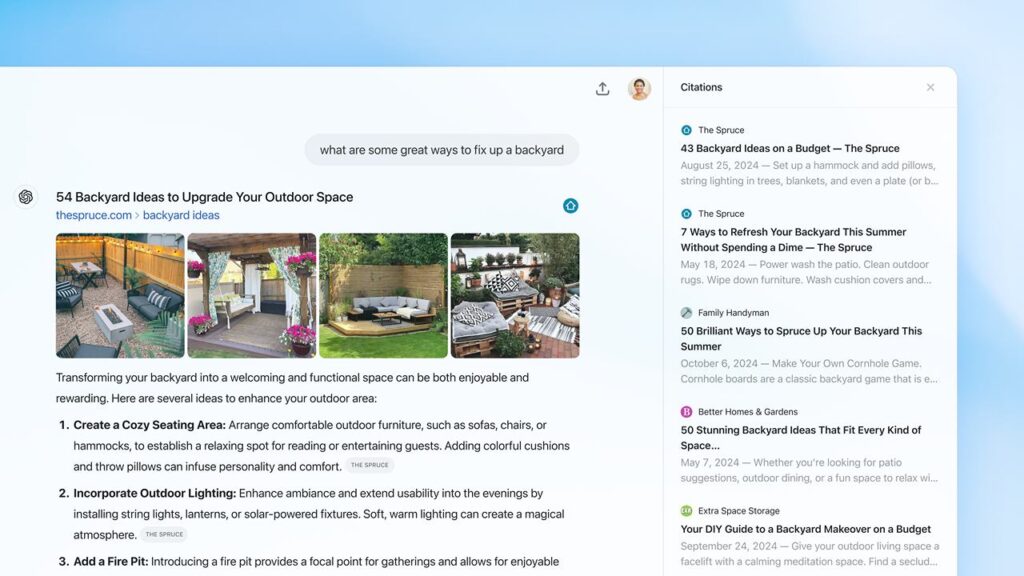 ChatGPT Search Sources Sidebar