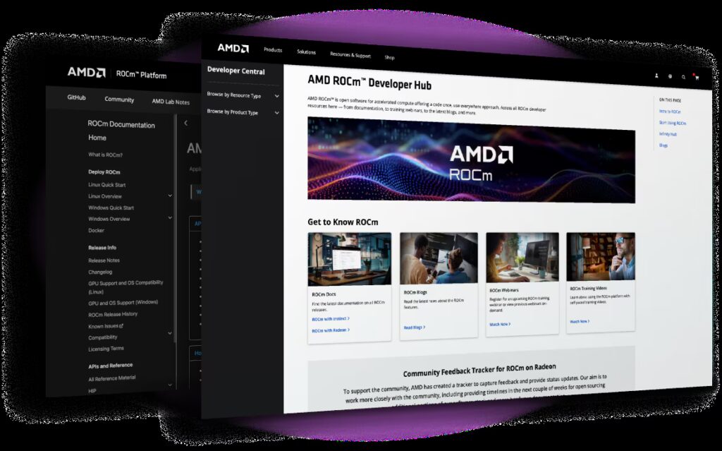 برمجية AMD ROCm المصممة لتحسين وتخصيص أداء بطاقات الرسوميات