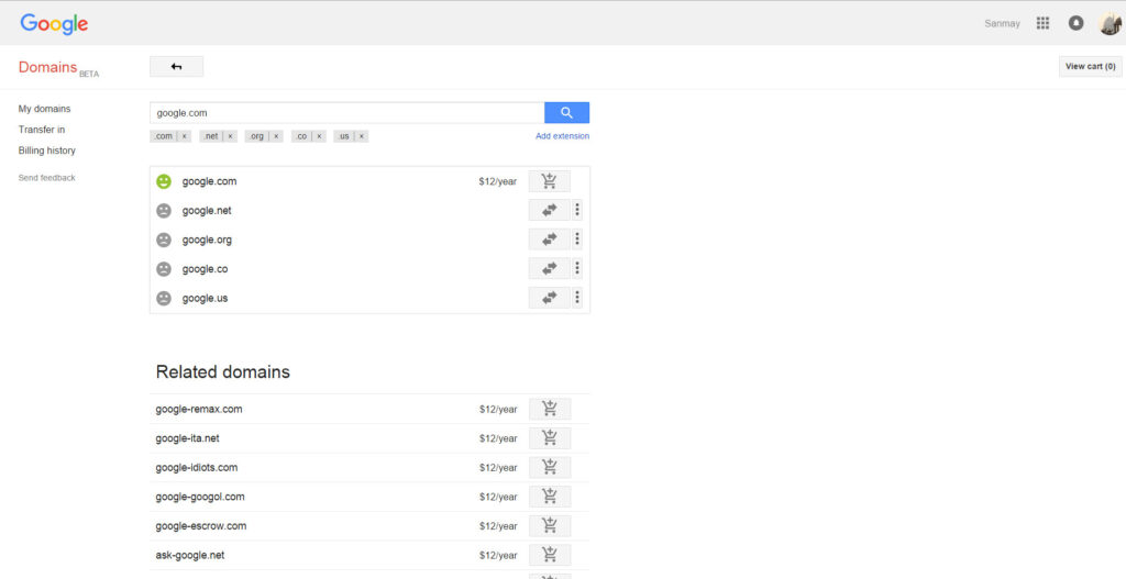 شراء نطاق جوجل