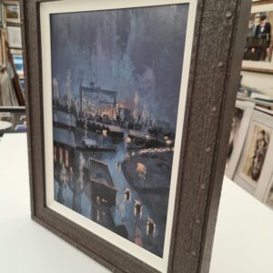 Original oil painting of H & W in Belfast entitled "Incoming NIght Shift" by artist Colin H Davidson