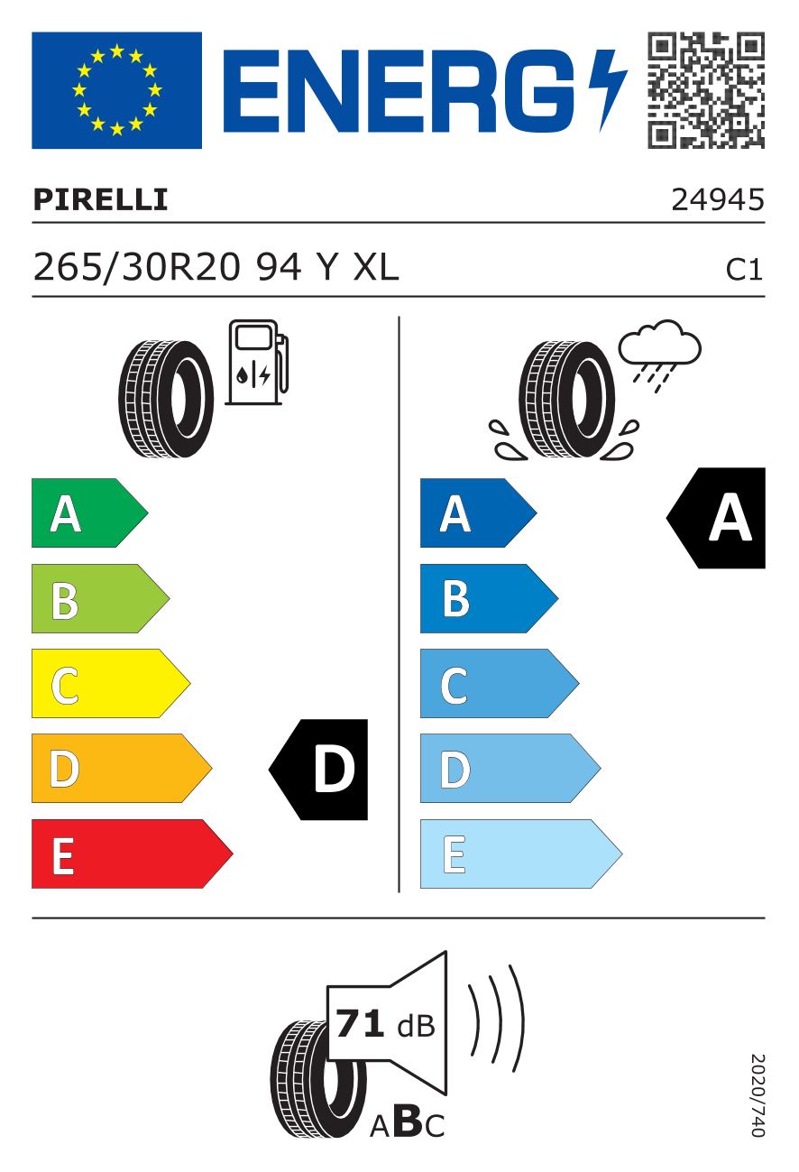 SOMMERREIFEN PIRELLI 265/30 R20 94Y PZERO (J) XL DOT 2020 - Bild 2 von 5
