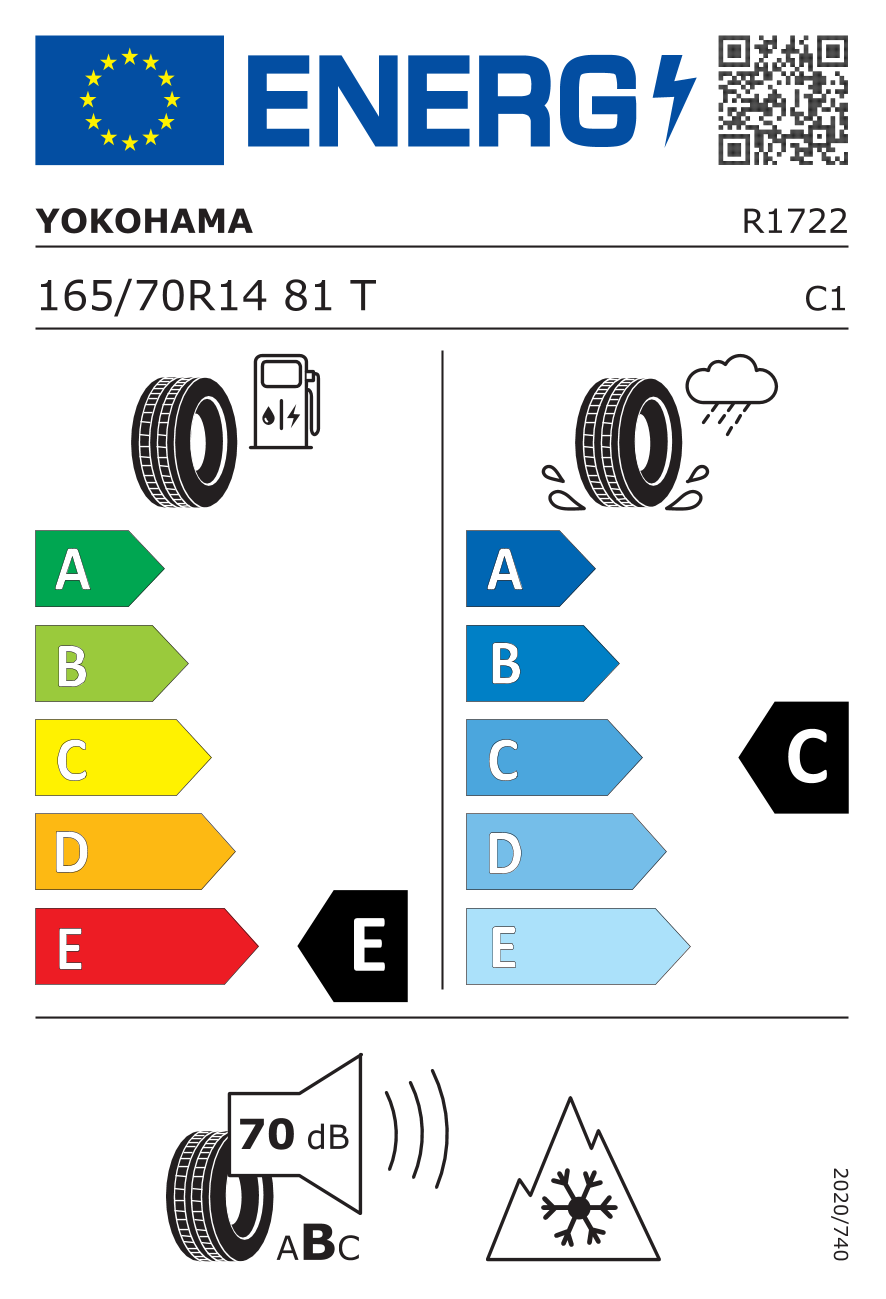 TYRE WINTER YOKOHAMA 165/70 R14 81T W-DRIVE V903 DOT 2022 - Picture 2 of 5
