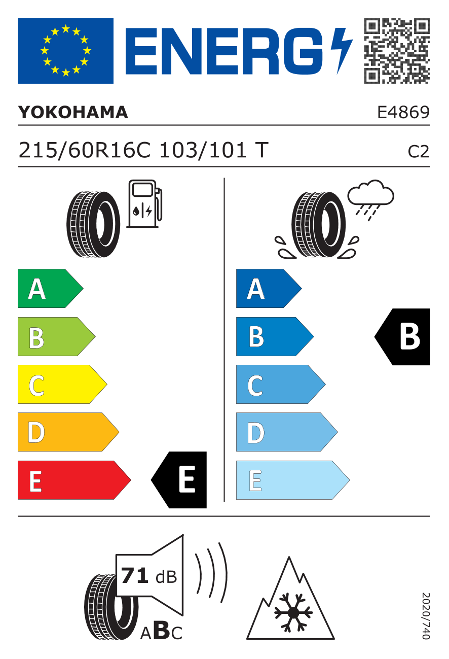 TYRE WINTER YOKOHAMA 215/60 R16 103/101T W-DRIVE WY01 - Picture 2 of 5