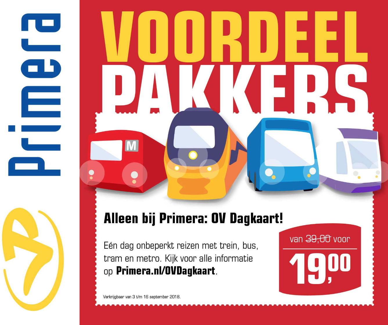 OVdagkaart (trein, tram, metro en bus) voor €19 OVdagkaart (trein, tram, metro en bus) voor €19