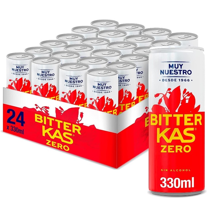 Pack de 24×330ml Bitter Kas sin azúcar por 15,83€.