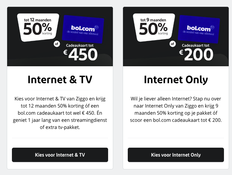 Ziggo Black Friday deals met 50 korting voor 12 maanden ELITE + ESPN compleet,Disney+,HBOmax 12