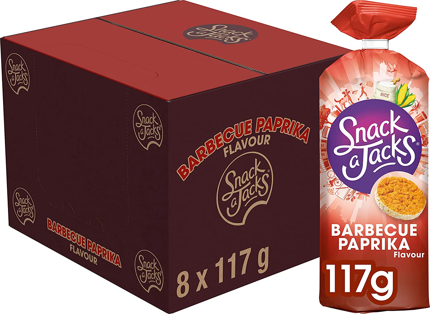Snack A Jacks Barbecue Paprika 117g x8 voor €7,99 bij Amazon.nl