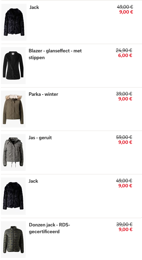 Verschillende winterjassen voor €8,10 dmv code bij C\u0026A