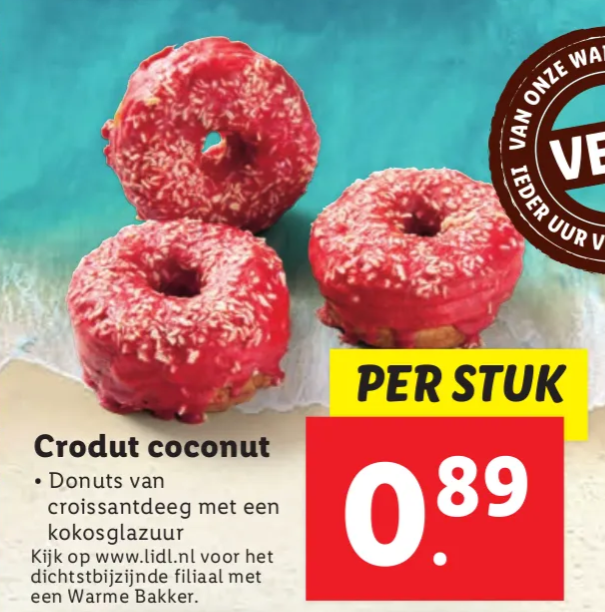Crodut coconut voor €0,89 bij de Lidl