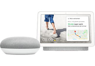 Google Nest Hub - Chalk + Google Home Mini Wit voor €89