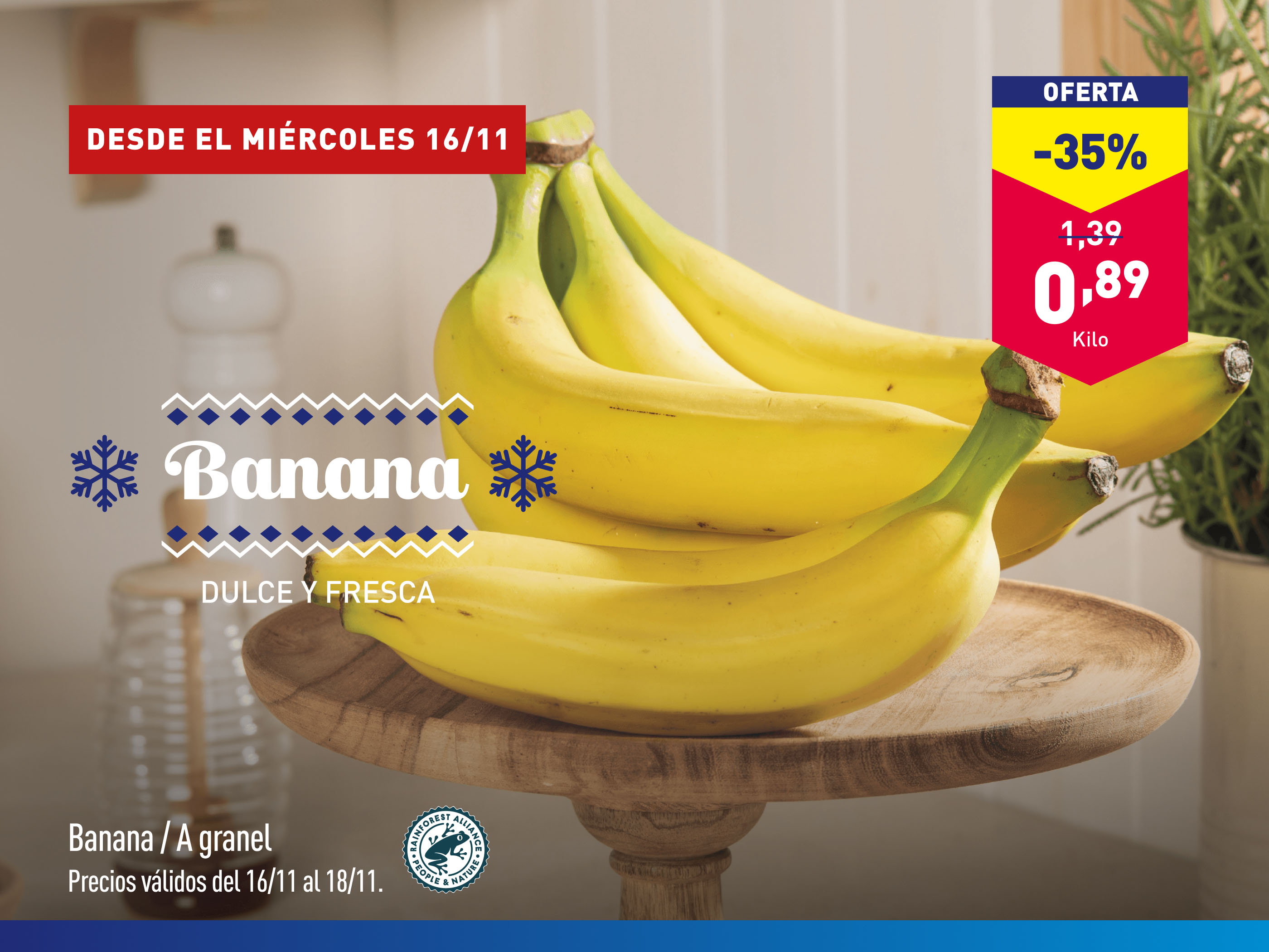 Bananas a 0,89€ el Kg en Aldi