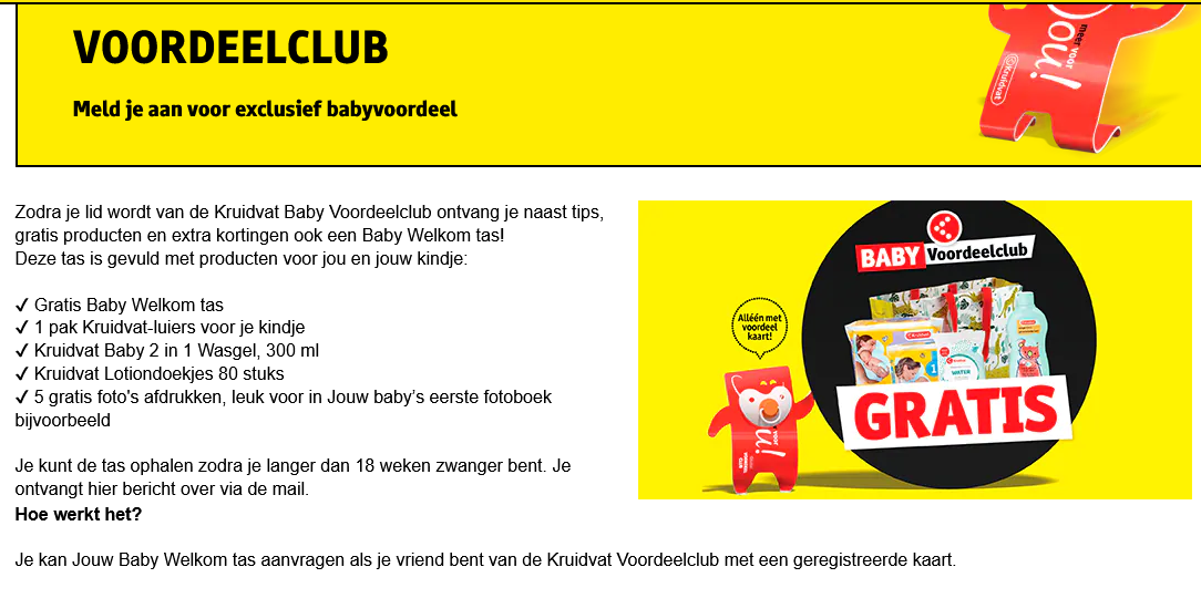 Kruidvat gratis baby voordeel gevulde zak