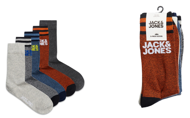 Pack De 5 Calcetines JACK & JONES - Diseño Logo, Colores Vibrantes, Talla única Hombre