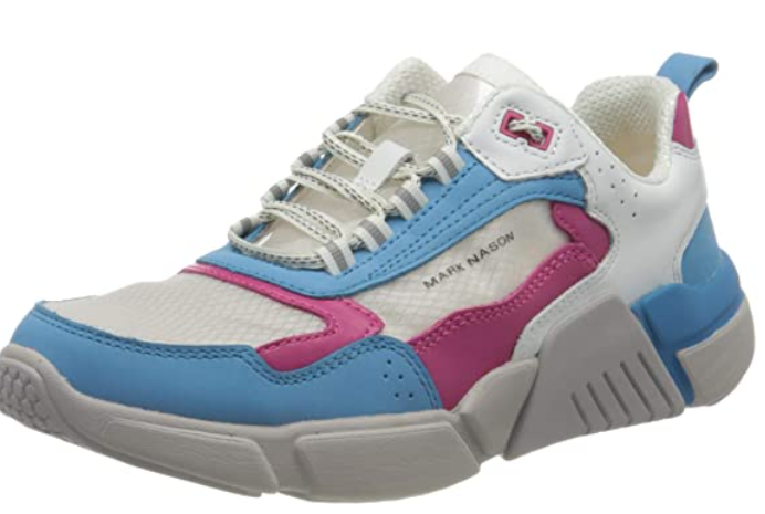 Skechers Dames Block West Sneaker Wit / Blauw / Roze voor €24,60