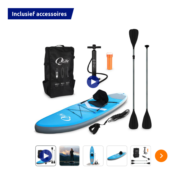 Q4Life opblaasbaar supboard + accessoires voor 199 euro
