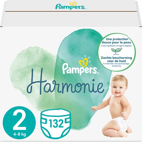 Pampers Harmonie Maat 2 (4kg-8kg) - Maandbox 132 Luiers bij Bol.com