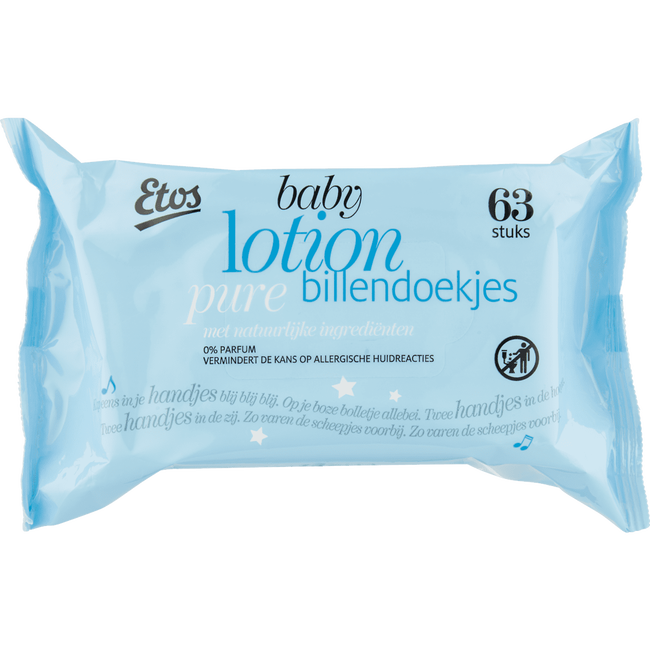 Etos Baby Lotion Billendoekjes Pure Vochtige Doekjes 63 stuks 6 voor €5