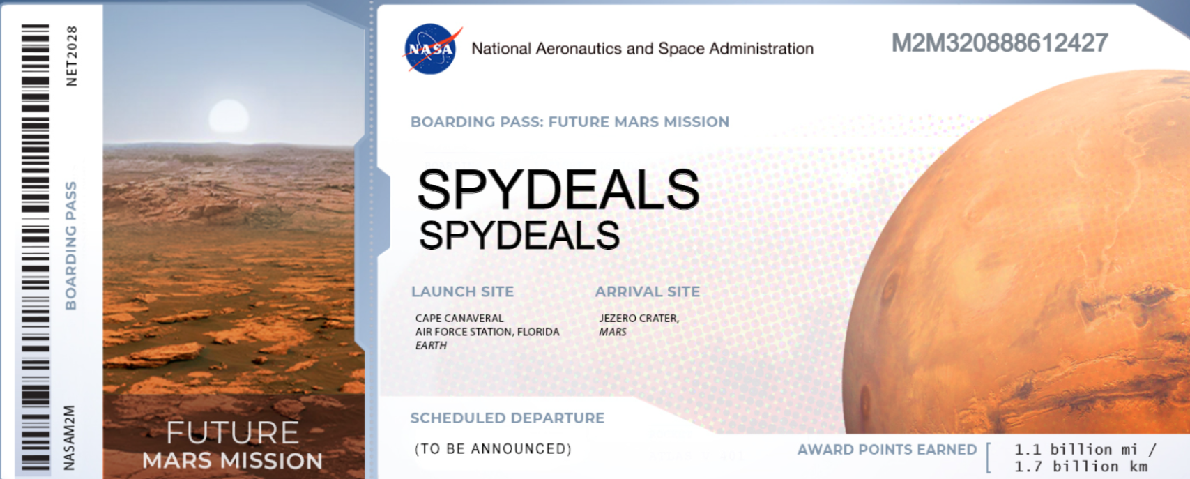 Gratis Boarding Pass 'met je naam' naar MARS op NASA's volgende vlucht