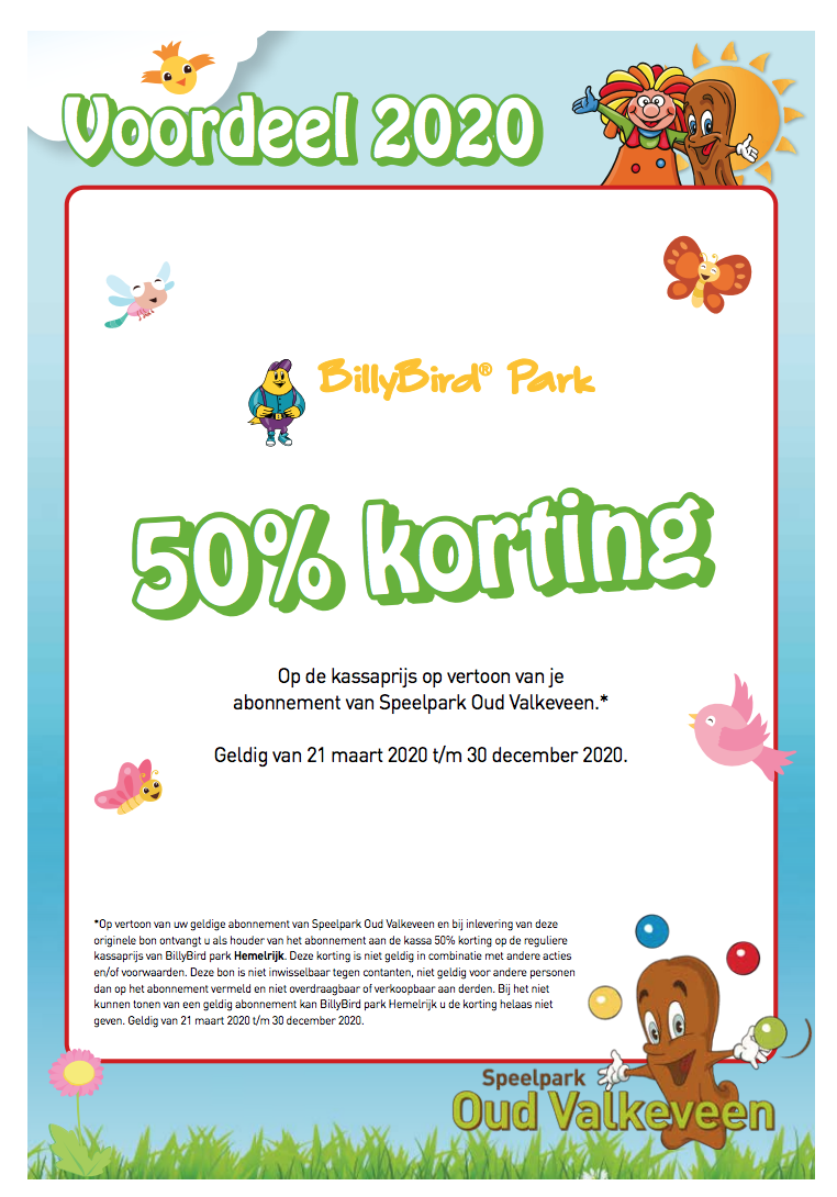 50 korting bij Billibird park met de oud valkeveen jaarpas