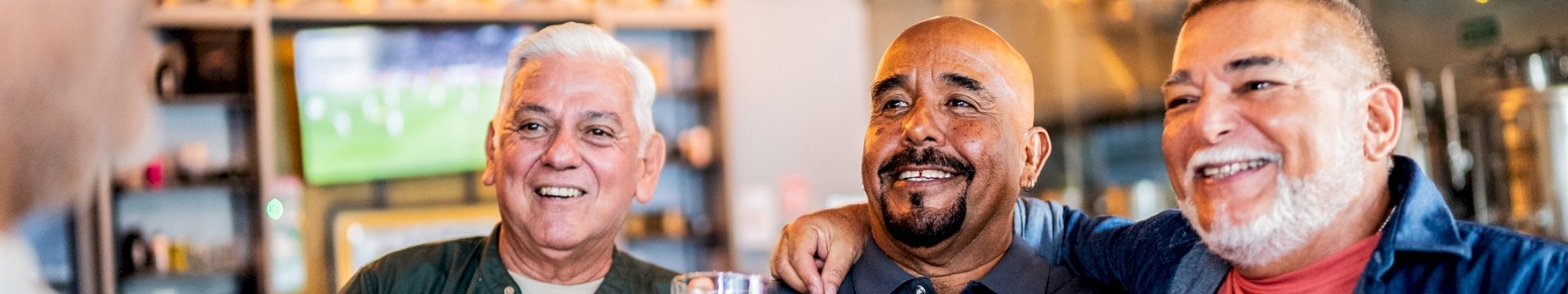 A group of mature men enjoying a stag do