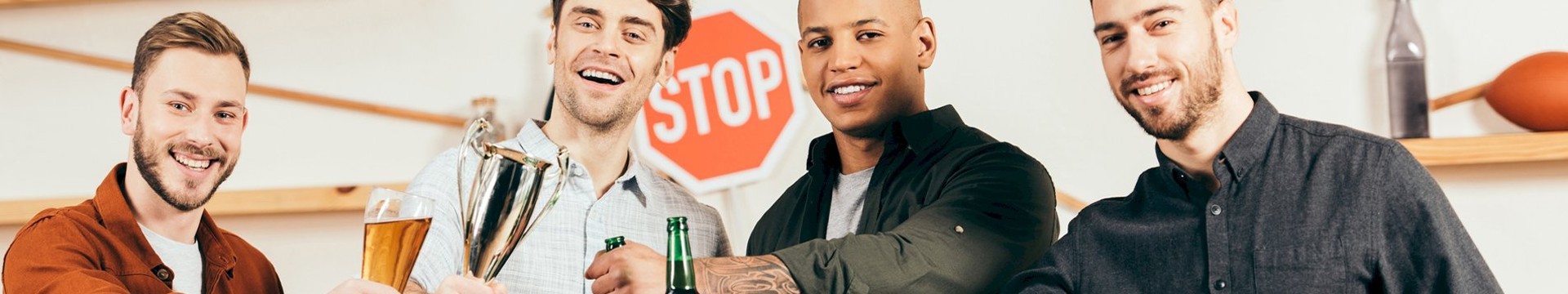 Four lads enjoying a stag weekend.